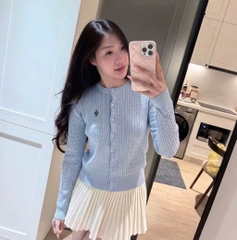 A782- Áo len Cadigan xanh nhạt thêu GẤU full tem