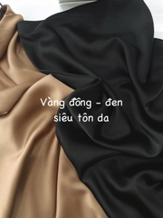 CV001- Chân váy lụa dáng xoè 2 màu vàng đồng- đen chất lụa vân dày dặn