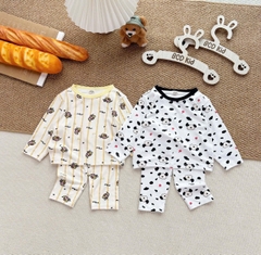BT1071- Combo 2 bộ thun zip màu pastel viền cổ dài tay