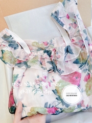 Đầm voan tầng cổ vuông 2 lớp