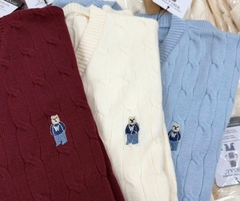 A440- Áo len gấu cổ V 3 màu hàng nhà máy chuẩn