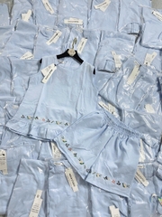SET1021-Set áo sát nách xanh thêu phối quần short