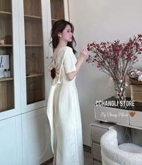 ✨ DAM135-VÁY NƠ ĐÍNH HOA DÁNG DÀI 2 LỚP ✨