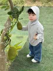 Aokid016-Áo choàng nắng trẻ em 2 màu ghi,hồng mũ to chất mát