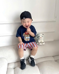 BT1026- Combo 2 bộ cotton cộc tay NÂU- XANH Merci