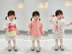 CB256-Combo 3 áo BABIES màu hồng cotton bé gái