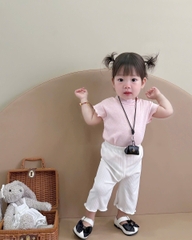 CB253-Set 2 áo thông hơi+1 quần bé gái màu nhạt
