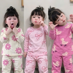 BT1007- Set 3 bộ thun dài tay hồng trắng cho bé gái