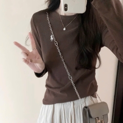 A408- Combo 3 áo thun dài tay thêu nâu trắng đen