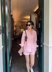✅✅ A253- Áo sơ mi dài tay dáng suông màu Hồng Zi Ri