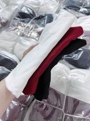 A477-Combo 3 áo thun nhún eo đỏ đen trắng vải díp mềm