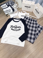 Set1050- Set áo thun forever phối quần suông kẻ