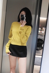 A416-Áo len dệt kim màu vàng dáng lỡ hàng nhà máy chuẩn