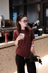 A470-Áo thun đỏ cộc tay thêu gấu