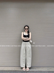 Quan068-Quần baggy cạp chun vải đũi mềm 3 màu