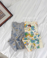BT1022-combo 2 bộ cotton dài tay KHỦNG LONG VŨ TRỤ trẻ em