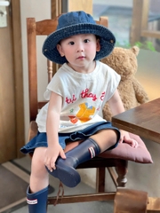 Bt594- Set 3 áo xược trắng in chữ tự lập trẻ em