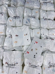 Set632- Bộ cotton zip trắng in cún dáng cộc