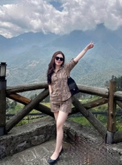 ☘️ Set607- SET KẺ NÂU TAY KHUY MIX QUẦN   SHORT 🌷