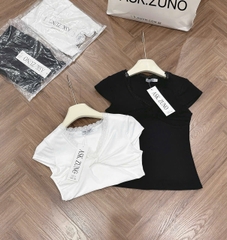 A351- Áo viền ren xoắn ngực 2 màu đen-trắng