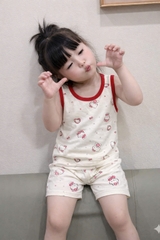 Bt913-Combo 2 bo cotton 2 dây bé gái  viền bèo