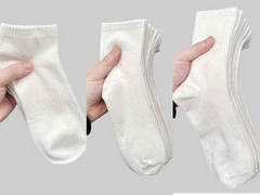 TAT01-Combo 10 đôi tất trắng tinh 3 loại sọc gân cổ loại dày dặn đẹp nhất