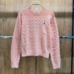 A554-Áo len thừng màu hồng cổ tròn hàng nhà máy đủ tem mác