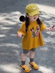 BT612- Bộ bé gái MiCKEY vàng quần legging xám