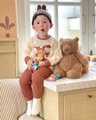 CB396- Combo 3 bộ thun dài tay bé trai CÚN sắc màu