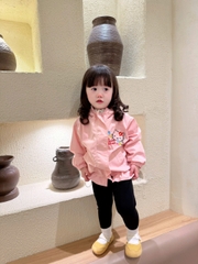 AOKID03-Áo gió 2 lớp lót lưới có mũ KITTY bé gái 4 màu