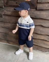 BT991- Bộ áo polo xanh than phối trắng cho bé trai TẶNG KÈM MŨ