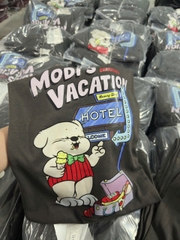 SET477-Set zip màu ghi MODI in lụa quần suông mix áo suông