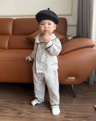 CB374-Combo 2 bộ pijama dài tay bé trai hoạ tiết caro