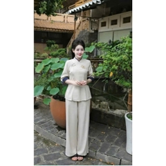 🌿SET253- PHÁP PHỤC ĐI CHÙA THÊU SEN 2 MÀU  THAN-BE