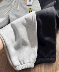 Quan085- Combo 2 quần nỉ gấu bo ống đen xám