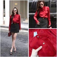 ☘️  A167-ÁO SƠ MI LỤA ĐỎ CỔ DÀI 🌺