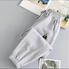 Quan085- Combo 2 quần nỉ gấu bo ống đen xám