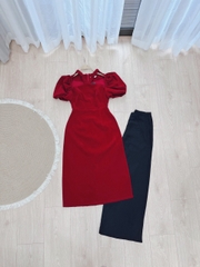 SET ÁO DÀI NHUNG CHUN CHÉO MIX QUẦN LỤA ĐEN