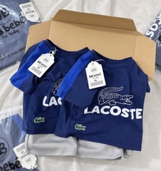 BT269-Bộ LACOSTE xanh ghi logo thêu bé trai ( áo cotton mix quàn nỉ)