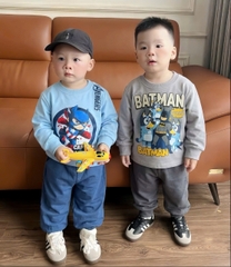 BT1093-Combo 2 bộ Siêu Nhân XANh DƯƠNG-XÁM cotton