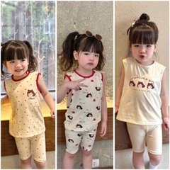 CB311- Combo 3 bộ trắng bi viền đỏ bé gái mix legging chất cotton