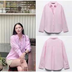 ✅✅ A253- Áo sơ mi dài tay dáng suông màu Hồng Zi Ri