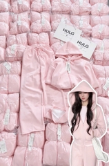 Set1051- Set áo nỉ hồng có mũ phối quần suông