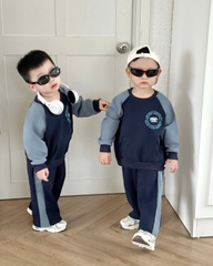 bt731- Bộ nỉ da cá xanh than huy hiệu quần suông