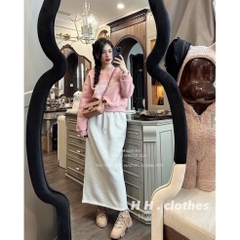 💎 SET115- SET BỘ  ÁO HỒNG MIXX CV SUÔNg MIDI ☘️