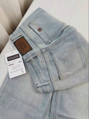 QUAN122- Quần JEANS xanh nhạt suông rộng túi da