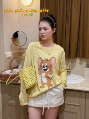 A700- Áo thun giấy màu nâu-vàng Chuột JERRY dáng dài