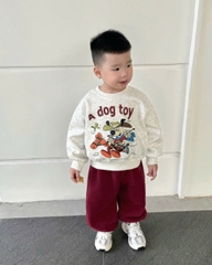 BT748-Bộ nỉ haida bé trai áo xám in phối quần bo ống