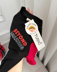 BT867-Bộ nhện đen dáng cộc chất cotton cho bé 9-22kg