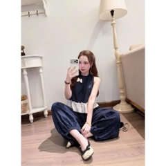 Set1036-Set áo chấm bi phối quần dài bo ống